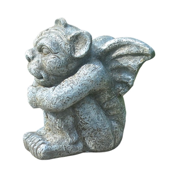 Garden Gargoyle Statue, Wuztai Resin Ghost Protector Stone Statue Gothic Sculpture, Courtyard Decoration for Patio Walkway Indoor Outdoor with Protective Coating