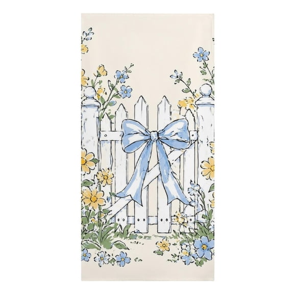 Garden Gate With Blue Bow Microfiber Beach Towel Absorbent Compact Towels for Swimming Pool Beach Travel Things for Vacation Essentials Adult Gift,61.4×30.3Inch