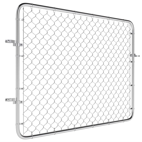 Garden Gate Chain Link Fence Gate, Galvanized Steel Garden Door for Yard Entrance Way, 47.2 x 70.9 in., Silver