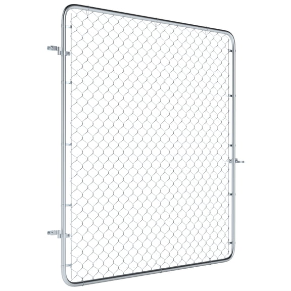 Garden Gate Chain Link Fence Gate, Galvanized Steel Garden Door for Yard Entrance Way, 70.9 x 70.9 in., Silver