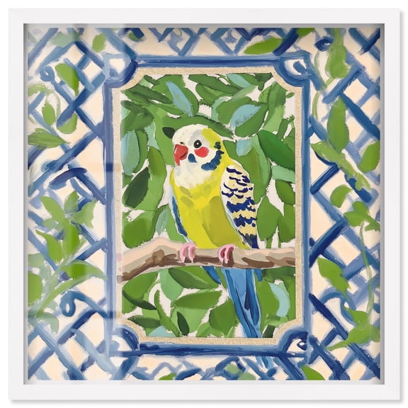 Garden Gate I Shadowbox Print Modern Coastal Art by Art Remedy, White Frame, 16 x 16