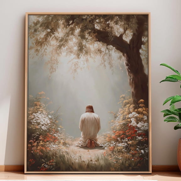 Garden Of Gethsemane, Jesus Praying Wall Art, Jesus Painting, Christian Print Art, Bible Art, Jesus Art, Christian Art, UNFRAMED PAPER POSTER, Home Decor, Vintage Gift, Living Room Dercor