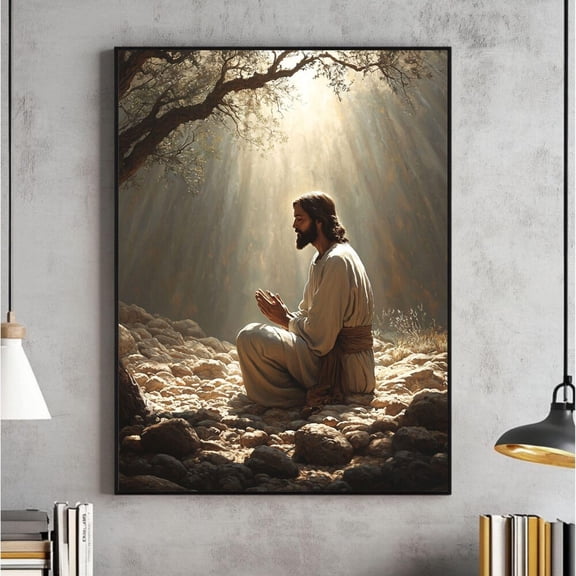 Garden Of Gethsemane Wall Art, Picture Of Jesus Praying, Jesus Painting, Christian Print, Bible, Jesus Print, Christian, Jesus Poster UNFRAMED PAPER POSTER, Home Decor, Vintage Gift