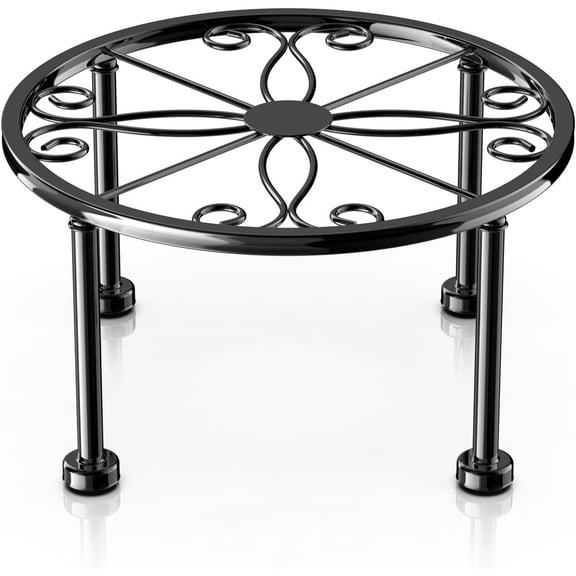 Garden Gifts Plant Lovers Gifts Black Metal Plant Stand with Anti-Slip Base Rustproof Heavy Duty Decorative Round Flower Stand Display Shelf for Indoor/Outdoor