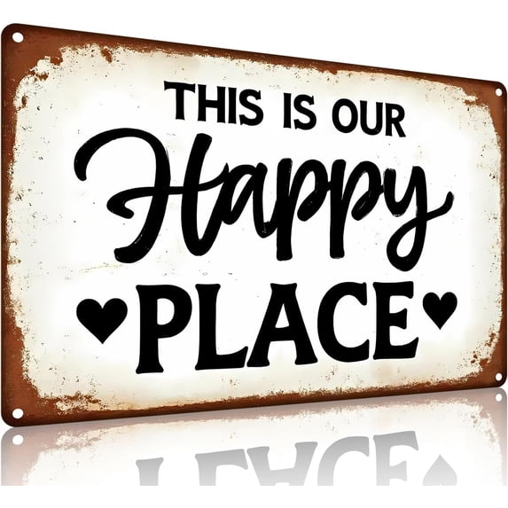 Garden Gifts This Is Our Happy Place Vintage Gardening Tin Sign for Home Garden Patio Greenhouse Yard Decor 8 X 12 Inch