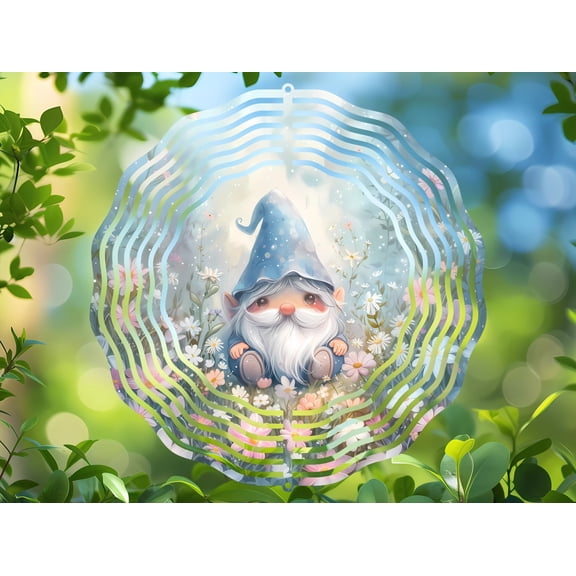 Garden Gnome 3D Wind Spinner Metal Kinetic Whimsical Yard Hanging Decor