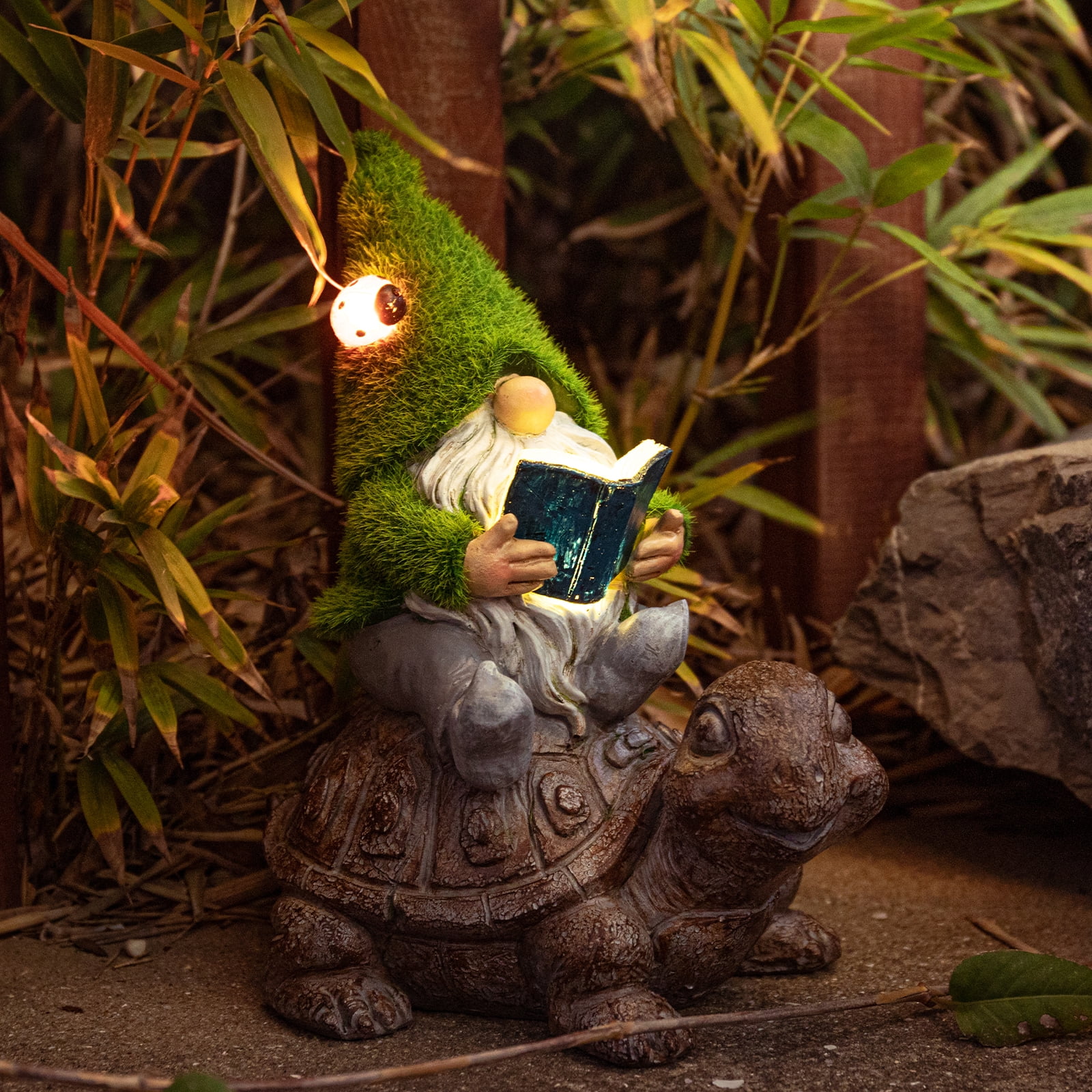 Garden Gnome Decor Outdoor Statues Gnome Statue with a turtle Funny