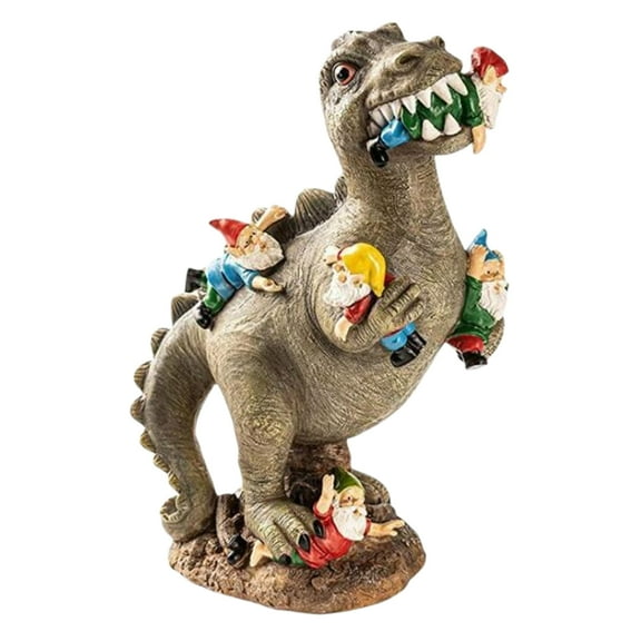 Garden Gnome Dinosaur Statues Outdoor Decor Eating Gnomes Garden Decor for Patio