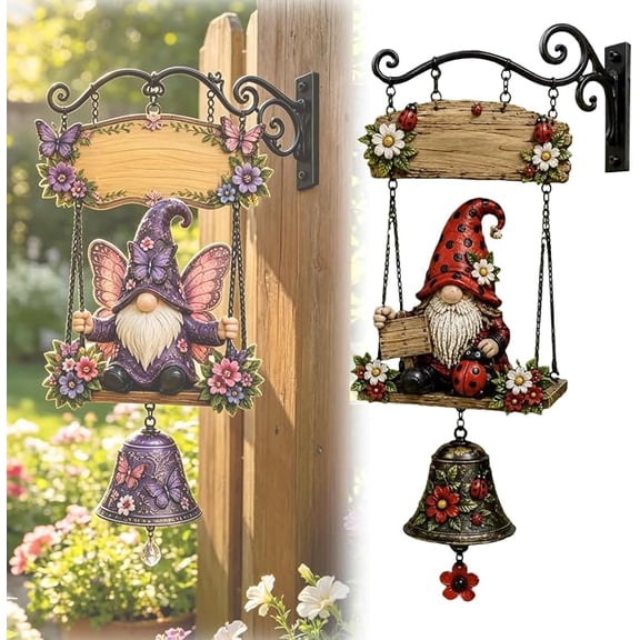 Garden Gnome Gnome Bell,Bee Sunflower Gnome Welcome Bell Hanging Doorbell,Gnome Wind Chimes for Outdoors Indoors Garden Patio Home Porch Yard Decorations