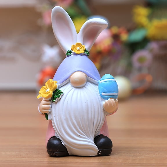 Garden Gnome Statue Figurine, Mini Resin Gnome for Outdoor Courtyard Decor, Easter Gnome Ornament for Flower Pot Display