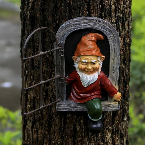 Garden Gnome Statue, Out the Door Tree Hugger, Funny Decoration, Patio Yard Lawn Porch Decor-Style 2