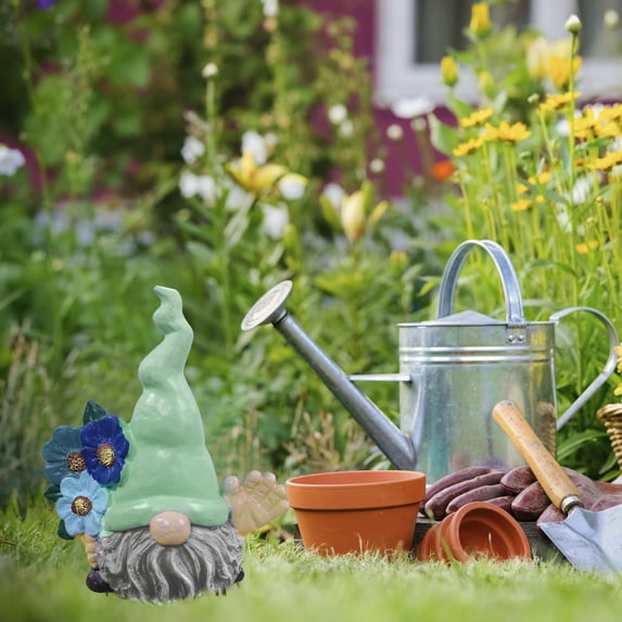 Garden Gnome Statue Outdoor Decor Large Flocked Resin Gnome Figurine with Solar Light Holding Lantern Welcome Sign Garden Yard Decorations Dwarf Sculpture for Outside Patio Porch Lawn Decor