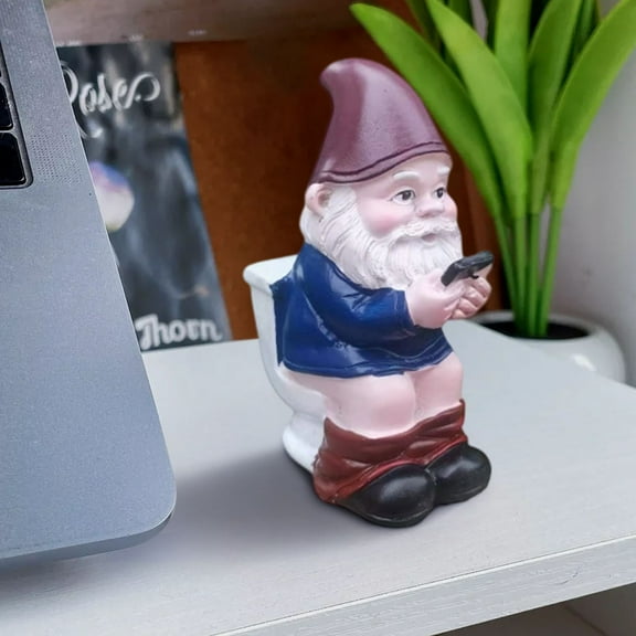 Garden Gnome Statues Garden Gnomes Outdoor Funny Gnome Toilet Reads Newspaper and Forgets To Close The Door Garden Gnome Sculpture Funny Gnome Garden Statue