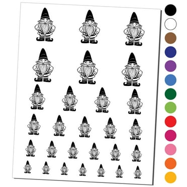 Garden Gnome Water Resistant Temporary Tattoo Set Fake Body Art Collection - Black