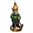 thumbnail image 1 of Garden Gnome with Raking Leaves Polish Glass Christmas Tree Ornament Poland, 1 of 2