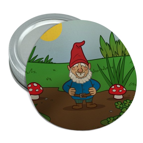Garden Gnome with Toadstools Round Rubber Non-Slip Jar Gripper Lid Opener