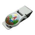 thumbnail image 1 of Garden Gnome with Toadstools Satin Chrome Plated Metal Money Clip, 1 of 3