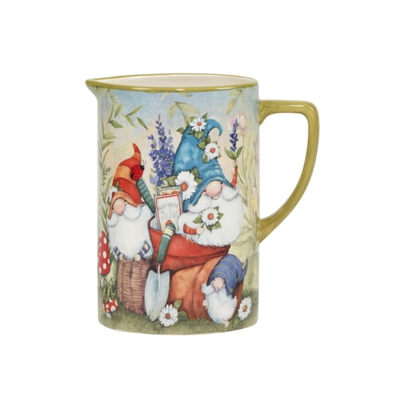 Garden Gnomes Ceramic Pitcher with Whimsical Design