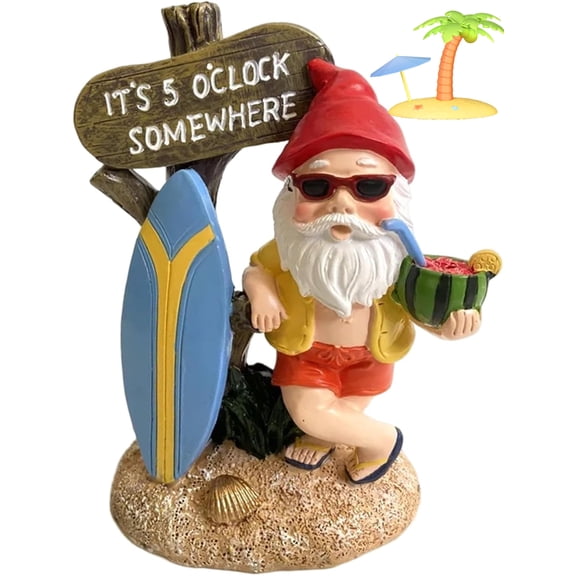 Garden Gnomes Funny Surfing Gnomes Garden Ornaments Ocean Themed Resin Dwarf Statues for Indoor or Outdoor Lawn Decor...