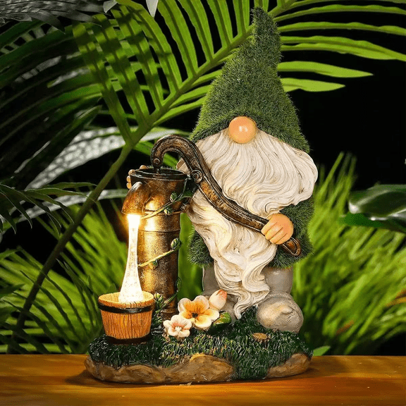 Garden Gnomes Outdoor with LED Solar Light - 10 Summer Season Gnome - Funny Decorations, House Warming - Porch, Deck, Home, Yard, Patio, Solar Lantern Statues - Birthday Gifts