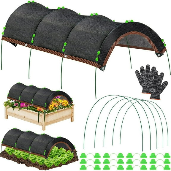 Garden Greenhouse Hoops Kit, Fiberglass Frame Greenhouse With Shade Cloth, For Outdoor Plant Protection