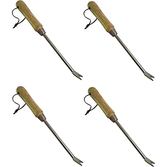 Garden Guru Eco Dandelion Weeder Tool w/ Ergonomic Wood Handle - 100% Recycled Stainless Steel - Rust Resistant - FSC Certified Wood - Weed Puller for Planting Weeding Flower & Vegetable Care (4)