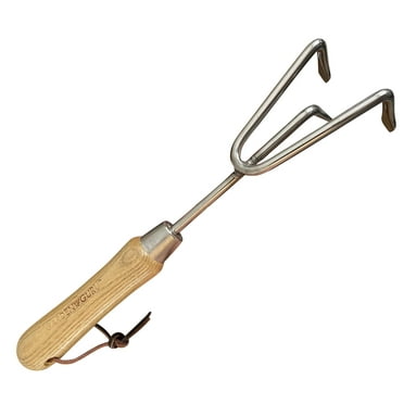 Garden Guru Eco Hand Cultivator Rake Tiller Tool- 100% Recycled Stainless Steel - Rust Resistant - FSC Certified Wood Ergonomic Handle - Great for Gardening Cultivating Loosening Weeding