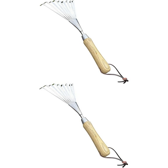 Garden Guru Eco Hand Rake Soil Tiller - 100% Recycled Stainless Steel - Rust Resistant - FSC Certified Wood Ergonomic Handle - Great for Gardening Cultivating Loosening Soil & Spreading Mulch (2)