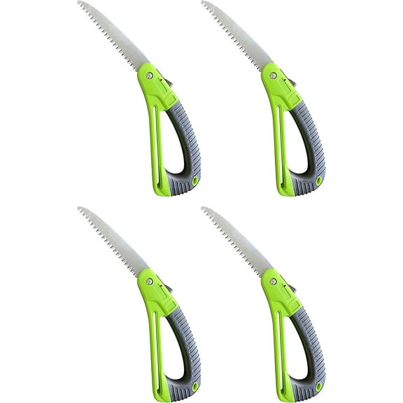 Garden Guru Folding Pruning Saw with Ergonomic Handle, Safety Lock and Rust-Resistant Steel Blade (4 Pack)