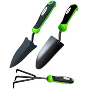 Garden Guru Garden Tool Set 3pc Hand Trowel Transplanter Cultivator   Heavy Duty Rust Resistant Carbon Steel - Ergonomic Comfort Grip Handle   Perfect Gardening Tool Kit Gifts for Women & Men