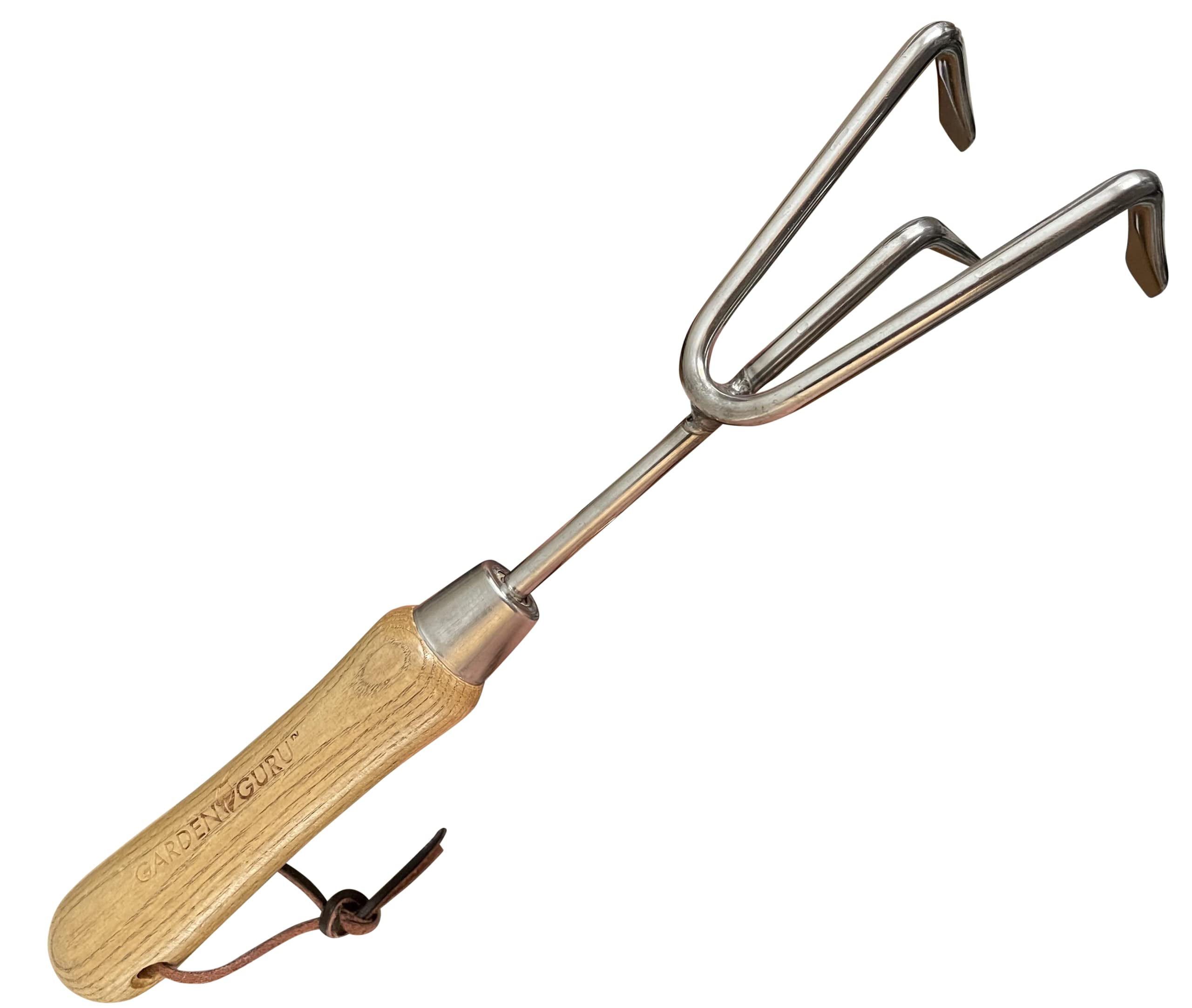 Garden Guru Handheld Small Rake Cultivator, Soil Lawn Tiller Tool, Durable Stainless Steel