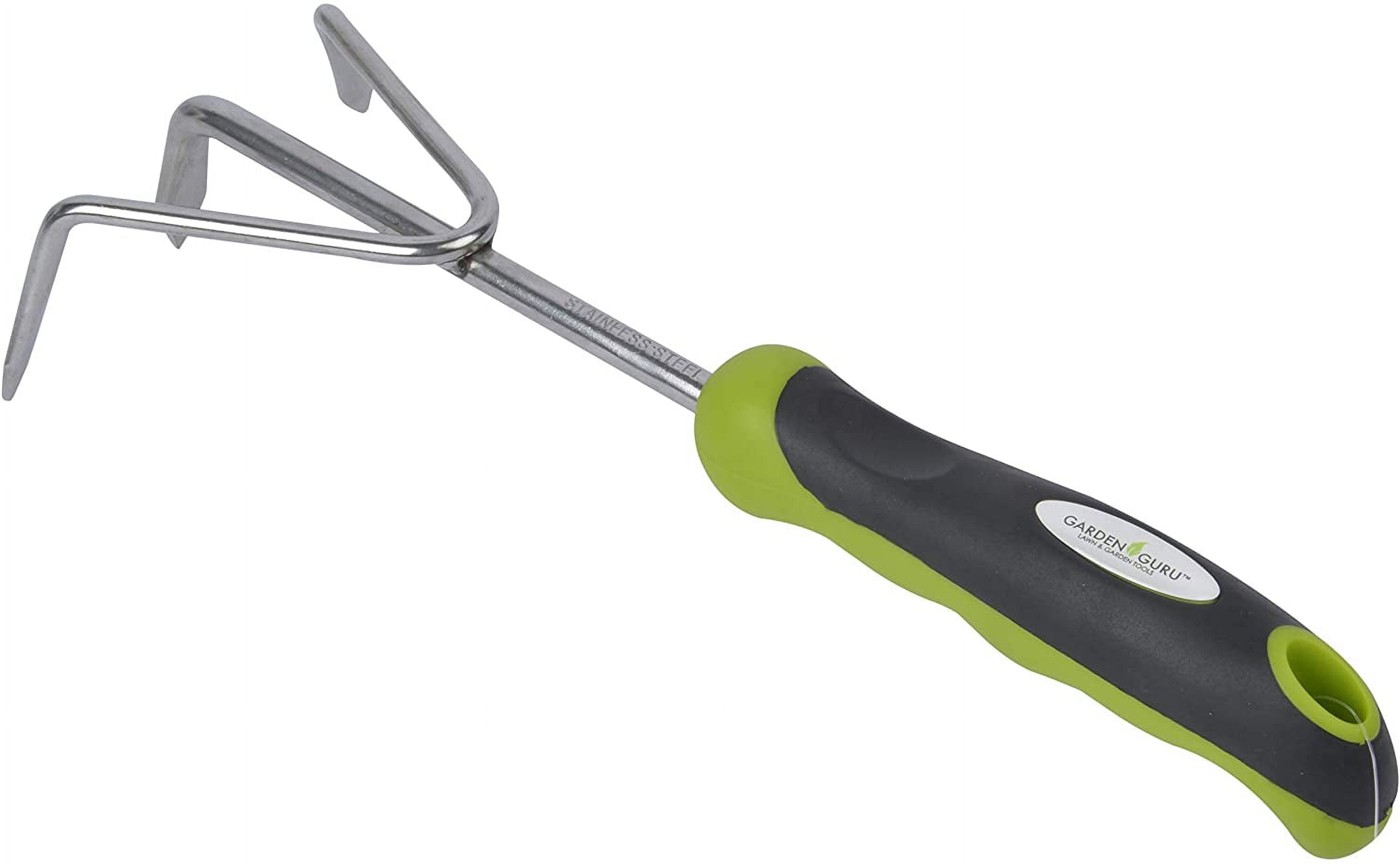 Garden Guru Hand Cultivator Rake Tiller Tool - Stainless Steel for Ultimate Strength - Rust Resistant - Ergonomic Handle - Great for Gardening Cultivating Loosening Weeding