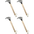 thumbnail image 1 of Garden Guru Hand Rake Cultivator Claw Soil Tiller, Rust Resistant, Military Grade Steel, 5 Tine Japanese Ninja Claw, Comfortable Wood Handle, 4 Pack, 1 of 8