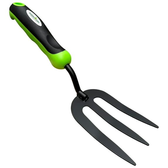 Garden Guru Hand Weeder Fork Tool – Rust Resistant High Carbon Steel – Ergonomic Handle – Great for Planting, Spreading Mulch, Weeding, Loosening & Transplanting Soil