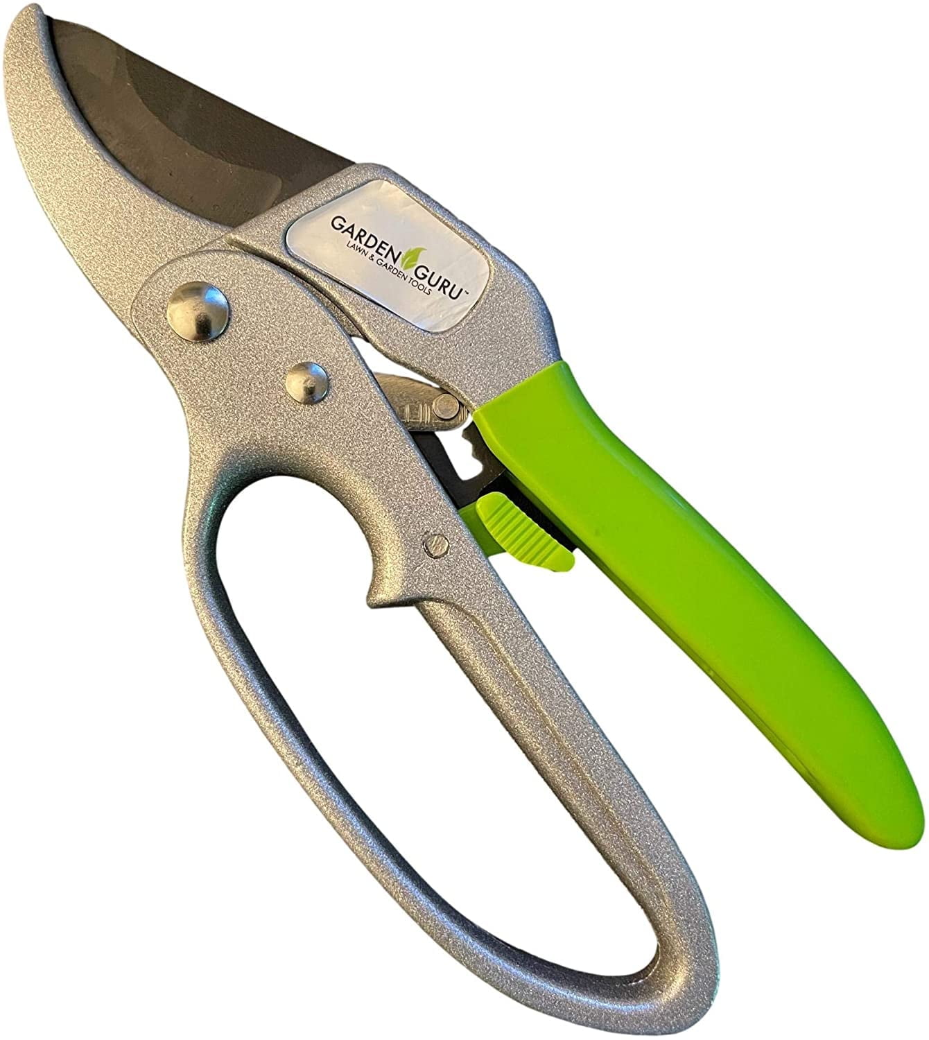 GARDEN GURU Ratchet Hand Pruning Shears - Professional Garden Clippers with Ergonomic Grip - Makes Tough Cuts Easy