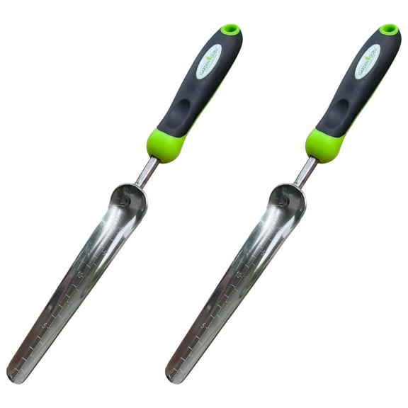 Garden Guru Seed Planting Shovel Trowel Transplanter Widger Stainless Steel Rust Resistant Ergonomic Handle Perfect Hand Dibber Seedling Bulb Planter Tool for Gardening Planting Transplanting (2Pack)