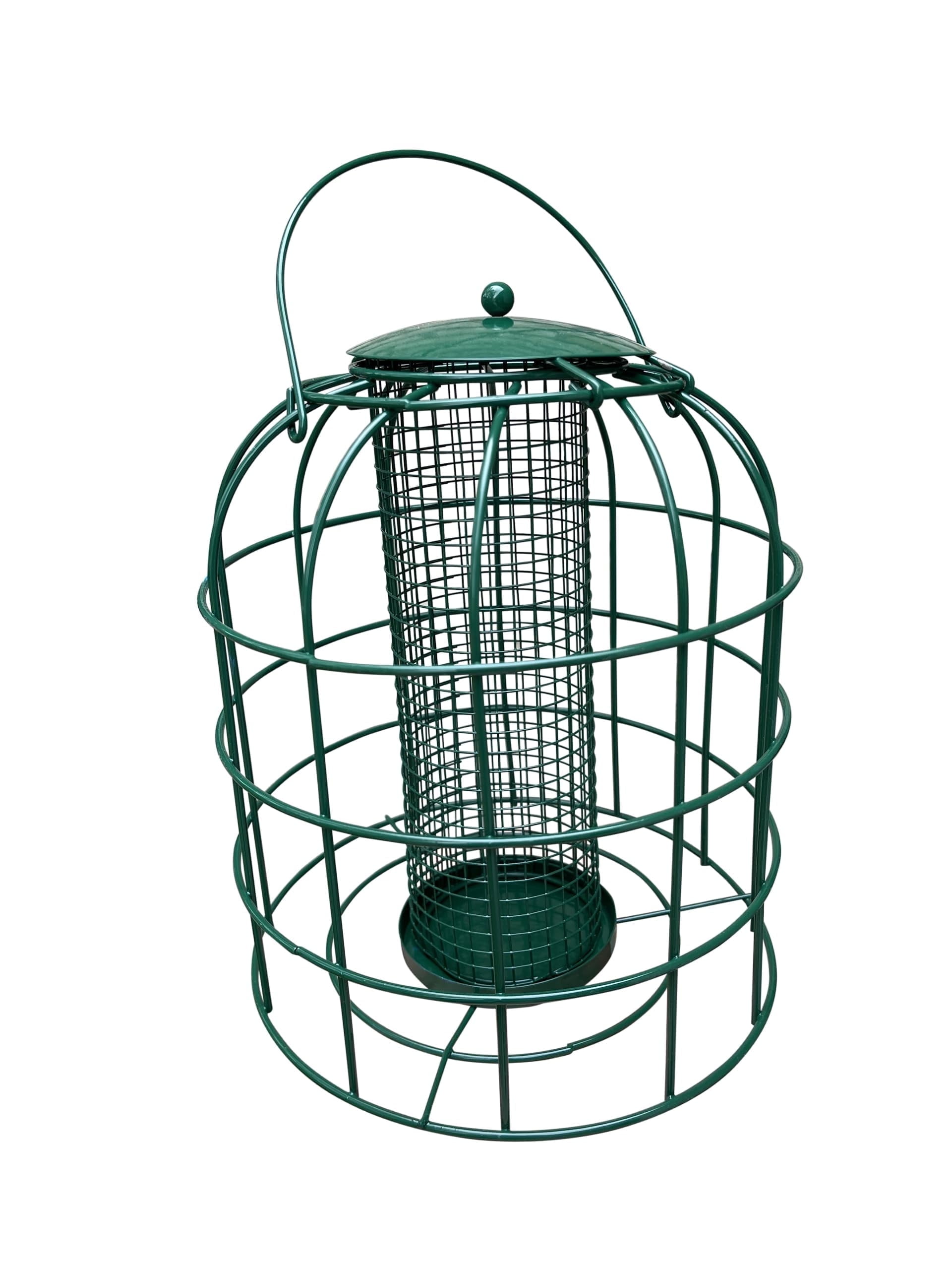 Garden Guru Squirrel Proof Bird Feeder – Outdoor Caged Mesh Seed Peanut Hanging Bird Feeder for Small Wild Birds – Premium Coated Steel & Metal Seed Guard - Chew Proof, Weather Resistant