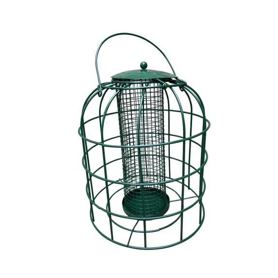Garden Guru Squirrel Proof Bird Feeder – Outdoor Caged Mesh Seed Peanut Hanging Bird Feeder for Small Wild Birds – Premium Coated Steel & Metal Seed Guard - Chew Proof, Weather Resistant