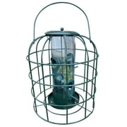 Garden Guru Squirrel Proof Bird Feeder – Outdoor Caged Tube Hanging Bird Feeder with 4 Perches for Small Wild Birds – Premium Coated Steel & Metal Seed Guard - 