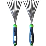 Garden Guru Stainless Steel Hand Rake Soil Tiller With Ergonomic Handle, Great for Gardening, Cultivating, Loosening Soil & Spreading Mulch 2 Pack