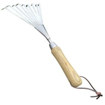 Garden Guru Stainless Steel Hand Rake Tiller with FSC Wood Ergonomic Handle, Great for Gardening, Cultivating, and More