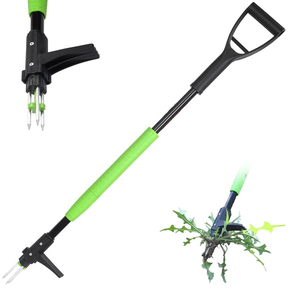 Garden Guru Stand Up Weeder Weed Puller Tool Long Handle up to 45-Inch Heavy Duty 3 Claw Weeder with Foot Pedal No Bending or Kneeling Great for Dandelions, Thistle, Grass (4)