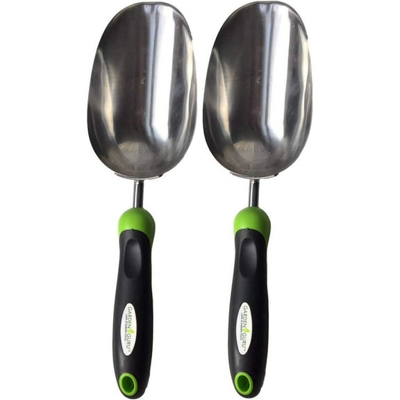 Garden Guru Super Strong Garden Scoop Trowel Shovel Transplanter, Stainless Steel, Rust Resistant, Ergonomic Grip Hand Shovel, 2 Pack