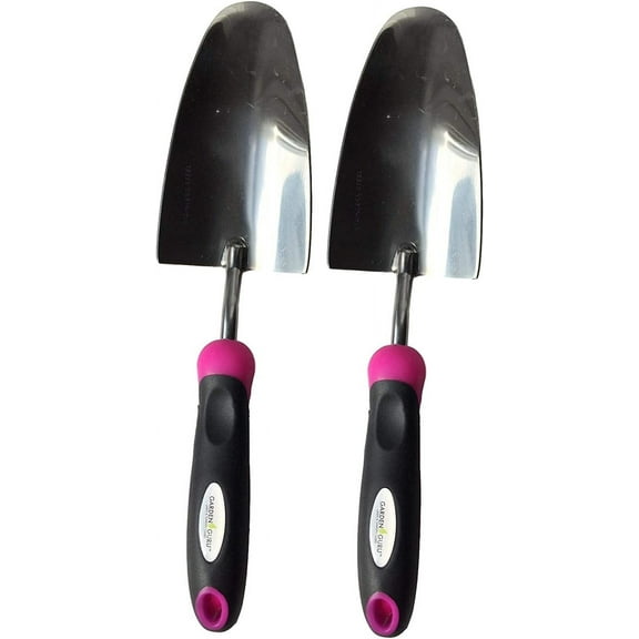 Garden Guru Super Strong Garden Trowel Hand Shovel, Rust Resistant Stainless Steel, Perfect Gardening Tools, Weeding, Transplanting and Digging, Pink (2 Pack)