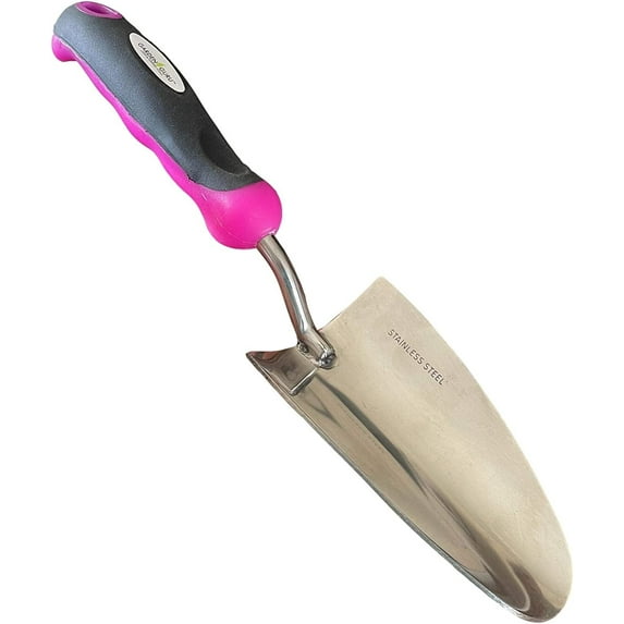 Garden Guru Super Strong Garden Trowel Hand Shovel, Rust Resistant Stainless Steel, Perfect Gardening Tools, Weeding, Transplanting and Digging, Pink