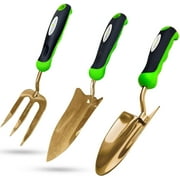 Garden Guru Titanium Garden Tool Set 3pc Hand Trowel Transplanter Cultivator   Heavy Duty - Rust Resistant - Ergonomic Handle   Perfect Gardening Tool Kit Gifts for Women & Men