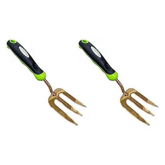Garden Guru Titanium Hand Weeder Fork Tool – Rust Resistant – Ergonomic Handle – Great for Planting, Spreading Mulch, Weeding, Loosening & Transplanting Soil (2 Pack)