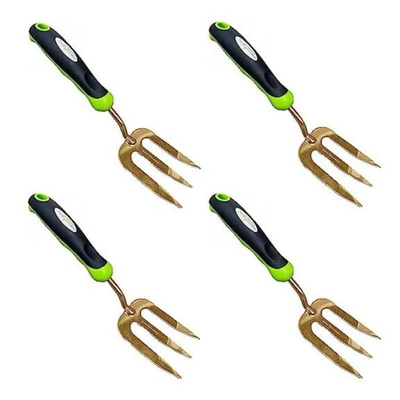 Garden Guru Titanium Hand Weeder Fork Tool – Rust Resistant – Ergonomic Handle – Great for Planting, Spreading Mulch, Weeding, Loosening & Transplanting Soil (4 Pack)