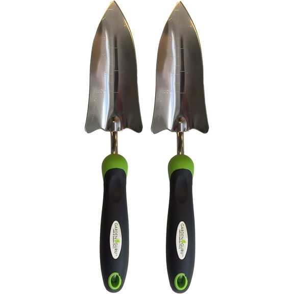 Garden Guru Transplanter Trowel Shovel, Rust Resistant and Stainless Steel with Ergonomic Grip, Perfect Hand Gardening Trowel, 2 Pack