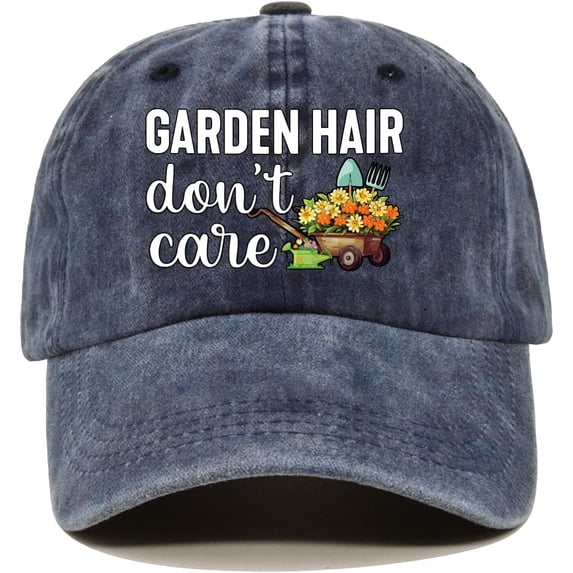 Garden Hair Don't Care Distressed Washed Blue Baseball Cap, Vintage Adjustable Cotton Cap,Birthday Thank You Gifts for Gardeners, Gardening Gifts for Women Men Garden Lover Plant Lover